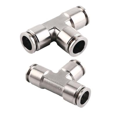 China Hotels 1/4 SS304 316 3/8 Tee Type T Form Tube Fittings Stainless Steel Pneumatic Fittings Stainless Steel for sale