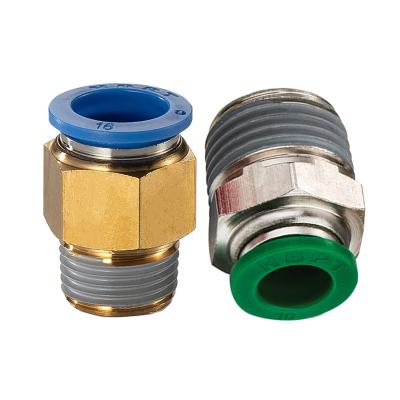 China Pneumatics M12X1.5 M12X1.6 NPT PT Threaded Straight Male Push In Brass Pneumatic Fittings One Touch Fittings PC for sale