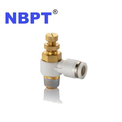 China PU/Nylon/PE Push to Connect NBPT Circulation Metric Speed ​​Control Air Thread Size BSPT BSPP NPT Tube Inch Pneumatic Fittings for sale