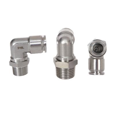 China Stainless Steel Push In Fitting Pipe BSP Thread Quick Connect L Type Pneumatic Elbow Fittings Stainless Steel Tube Fittings Stainless Steel for sale