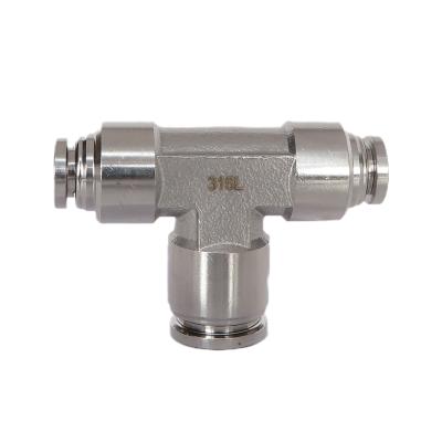 China Stainless Steel 6mm/8mm/10mm/12mm/16mm 3 Way Three Ports SS Tube Fitting, SS Pneumatic Fittings Stainless Steel for sale