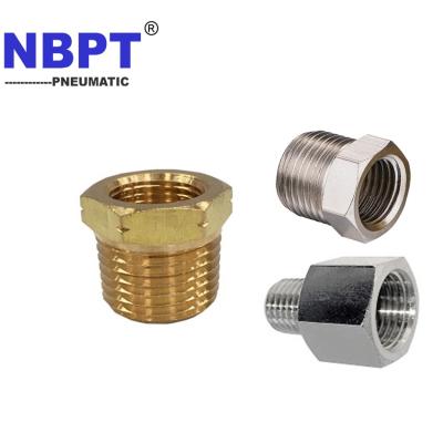 China Brass Hex Pipe Reducer Bushing Fitting With NPT BSPT BSPP Thread Reducer for sale