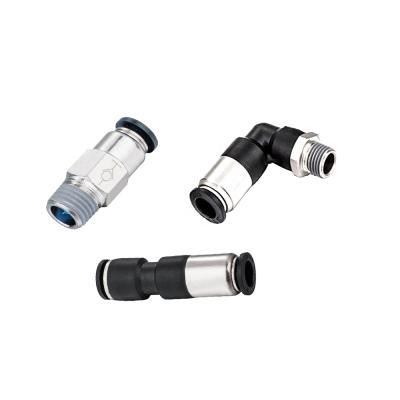 China Straight Hotels, Elbow, Union Air Flow Thrust To Connect Pneumatic Stop Valve Fittings Male Threaded SPC, SPL, SPU Series for sale