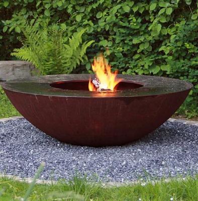 China Outdoor BBQ Grill Grill Corten Steel Cooking Fire Bowl With Grill Ring for sale