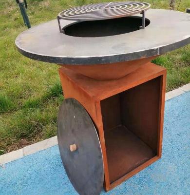 China Weathered Outdoor Cooking Bowl Corten Pit Table / BBQ Outdoor Steel Fire for sale