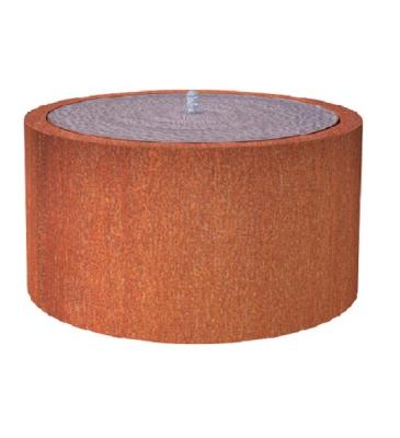 China Outdoor Decoration Round Corten Steel Sculpture Water Fountain for sale