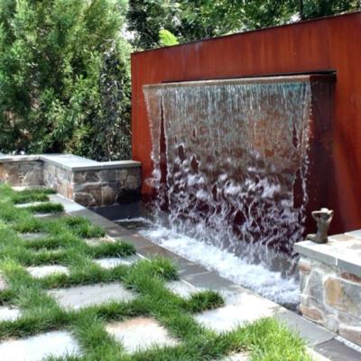 China Outdoor Decoration Corten Steel Garden Pond Water Feature Modern Wall Fountain for sale