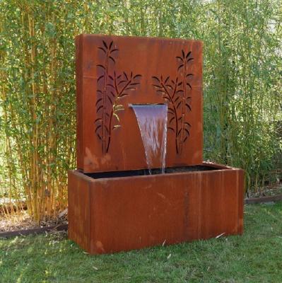 China Decoration outdoor landscape corten fountains and metallic bath waterfall with bamboo picture for sale