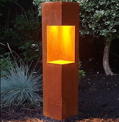 China Outdoor Decoration Garden Lighting Corten Steel Light Boxes for sale