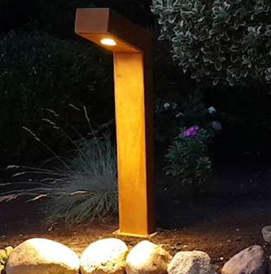 China Rusty Path Outdoor Lighting Decoration Corten Steel Bollard Lights for sale