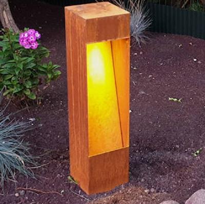 China Outdoor Decoration Urban Bollard Lighting Corten Steel Light Box With Multicolor LED for sale