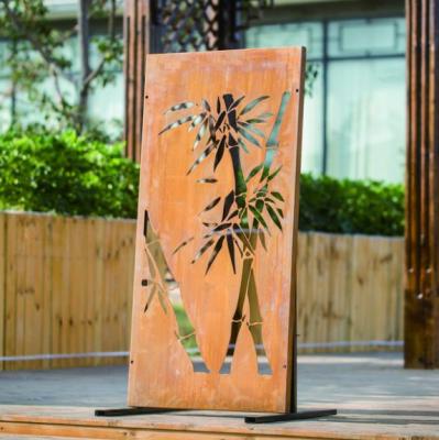 China New classic/postmodern laser cut corten steel garden screens with bamboo image for sale