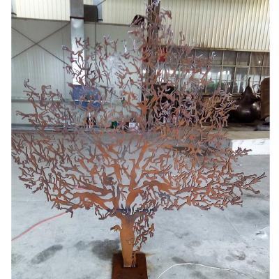 China Europe Metal Sculpture People Tree Corten Steel Statue For Sale for sale