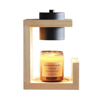 China Home Office Hotel Yoga Gym Factory Flameless Candle Lamp Cast Aromatherapy Scented Wax Gifts Home Candle Burning Lamp with Natural Wood for sale