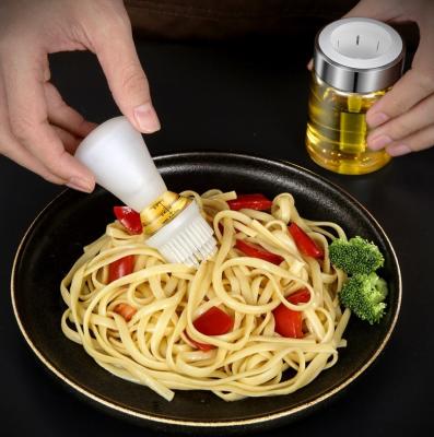 China Sustainable Kitchen Oil Bottle Dispenser White Silicone Brush For Cooking Barbecue Baking for sale