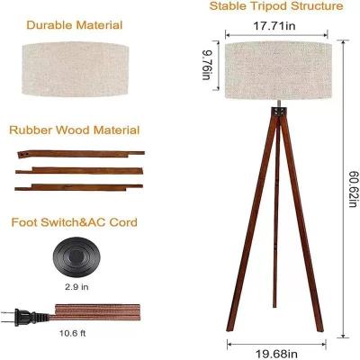 China Modern popular wooden tripod floor lamp for contemporary living rooms for sale