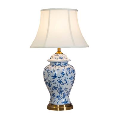 China Modern Simple Home Bedroom Decor Retro Chinese Style Desk Light Ceramic Led Table Lamp for sale