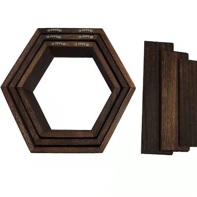 China Wholesale Custom Hexagonal Style Wall Hanging Storage Boho Color Frame Honeycomb Wall Floating Shelf UZ18138 for sale