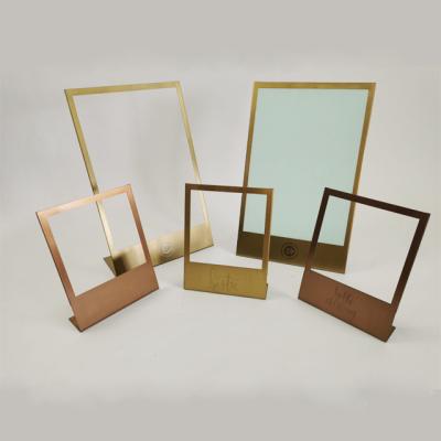 China Eco-friendly Gold Metal Material PVC Customized Photo Frame And Promotion Stand Advertising for sale