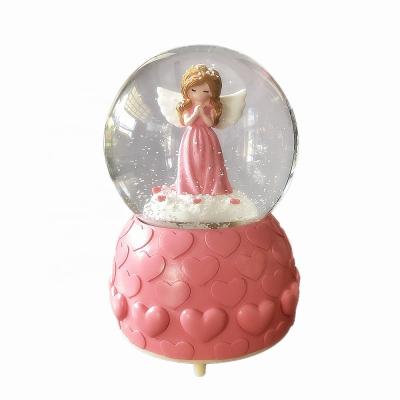 China Wholesale Customized Gift Angel Souvenirs Snow Ball Music Box Crystal for sale