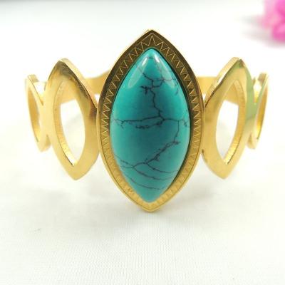 China Wholesale Custom Made High Quality Casual/Sporty 18K Turquoise Stainless Steel Bangle Rose Gold Jewelry Bangle Spring Luxury Jewelry for sale