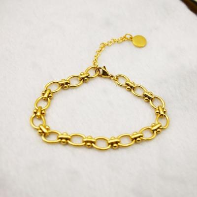 China CLASSIC Waterproof Jewelry Hypoallergenic Handmade Chunky 18K Gold Plated Stainless Steel Handmade Oval Chain Link Bracelet For Women for sale