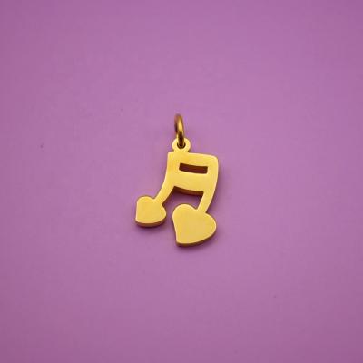 China Fashion 18K 24K Gold Plating Music Jewelry Accessories Custom Charm Note Note Laser Cut Stainless Steel Pendant for sale