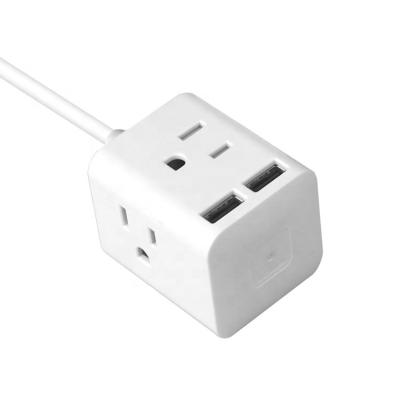 China 4 Plug & 2 Multi Home Extension / General Purpose Usb Usa Port Cube Square Outlet Usb 3 Pin Power Strip Adapter Plug With Cord For Sabic Materia for sale