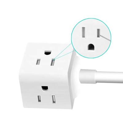 China Metal / Multi-Purpose AC Security Travel 4 Outlet Protector Cube Residential Portable Office Mounted Power Strip for sale