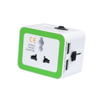 China Commercial Universal Dual USB Travel Adapter with USA/Australia/Europe/UK Worldwide Plugs Universal Travel Adapter for sale