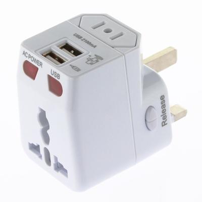 China Good Quality 2 USB Travel Adapter World Plug Adapter Residential/Multipurpose EU R-U USA AUS Plug Adapter for sale