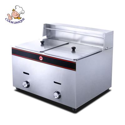 China High Efficiency Double Tank Desktop Deep Fryer Square Deep Fryer French Fries Making Machine for sale