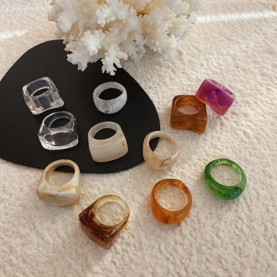 China European and American Resin Female Soft Ring Color Temperament Retro Ring CLASSIC Net Red Red Fresh Wind for sale