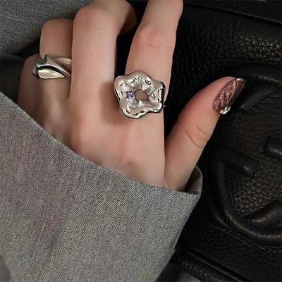 China CLASSIC Female Irregular Korean Personality Opening Flower Metal Design Minority Temperament Fashion Soft Ring for sale