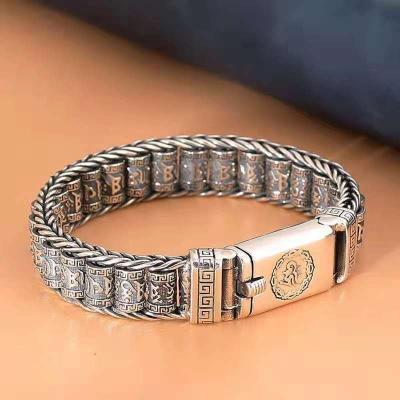 China Retro personality men's pure woven fashionable man of transfer punk chain roll bracelet for sale