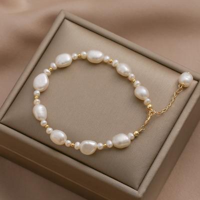 China Casual/Sporty Natural Freshwater Baroque Pearl Women's 14k Gold Wrapped Simple Design Fancy Niche Gift for sale