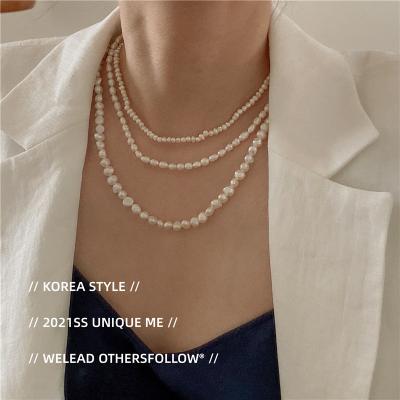 China European and American retro pearl necklace of the CLASSIC freshwater girl of the wind collarbone pearl metal pearl necklace for sale