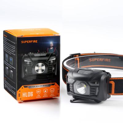 중국 Waterproof Motion Sensor Control USB Rechargeable LED Headlamp Camping Head Lamp Sensor Headlamps LED Light Factory 판매용