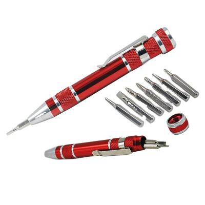 China Portable 7 in 1 mini small Convenience Portable Pen Shape precision Screwdriver Tool Bit Set for sale