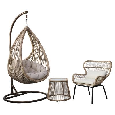 China Essential for outdoor tomato rattan patio porch lounge wicker egg, swing chair with stand, patio swing for sale