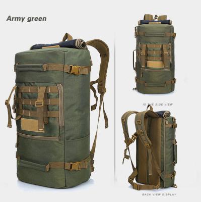 China 50L Outdoor Vintage Waterproof Canvas Daypack Hiking Backpack Convertible Camping Shoulder Rucksack for sale