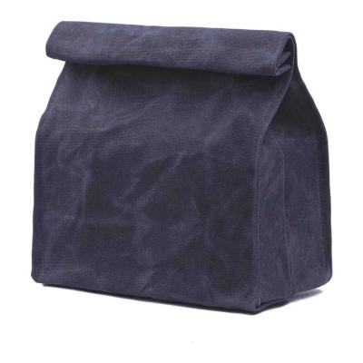 China Organic Reusable Eco - Friendly Foldable Waxed Canvas Easy Carry Lunch Bag for sale