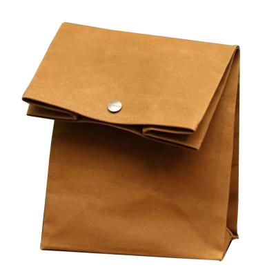 China Eco-Friendly Reusable Organic Waterproof Foldable Waxed Canvas Lunch Bag Easy Carrying Foldable Waxed Bag for sale