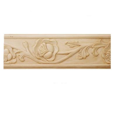 China Traditional Classic Solid Wood Crown Molding Sweet Home Decorative Hand Carved Wood Wall Molding for sale