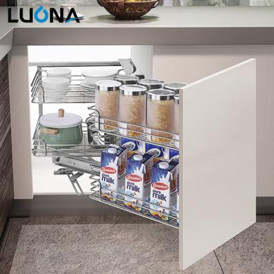 China Sustainable Kitchen Cabinet Accessories Stainless Steel Magic Corner Basket For Cabinet Corner for sale