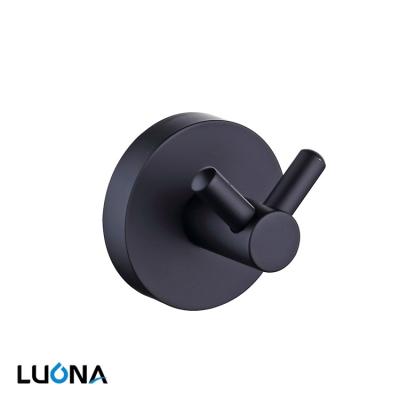 China Modern Home Bathroom Towel Coat Hanger Black Double Robe Hooks for sale