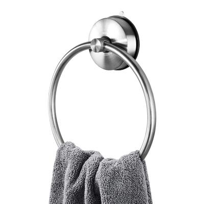 China Modern Hot 304 Stainless Steel Brush Hanger Amazon Sale Bathroom Accessories Kitchen Suction Cup Towel Rings for sale