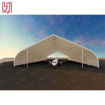 China Clear Wedding 30m Curve Span Curved Roof Hangar Marquee Storage Tent for sale