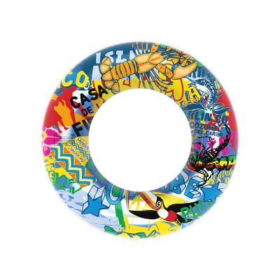 China Indoor and outdoor Eco-friendly PVC Print graffiti Swim Ring Inflatable Tube Pool swimming ring for sale