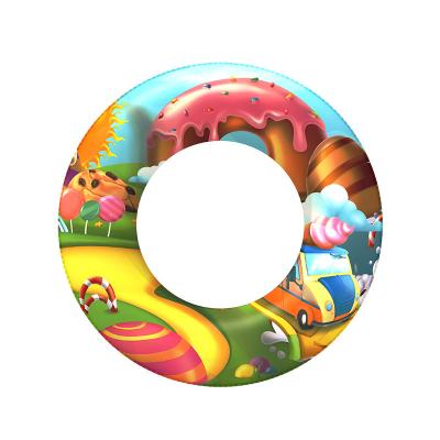 China Indoor and outdoor 2022 Popular Amazon Swimming Pool Ring kids Beach Inflatable printing Pool floating Swimming Pool Ring for sale